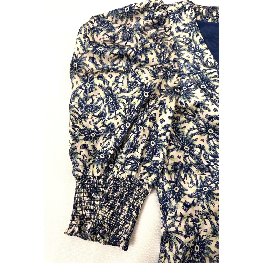 Cinq à Sept Lucinda Blue Green Ruffled Palm Floral Mini Dress Womens Size 6 - Picture 8 of 11